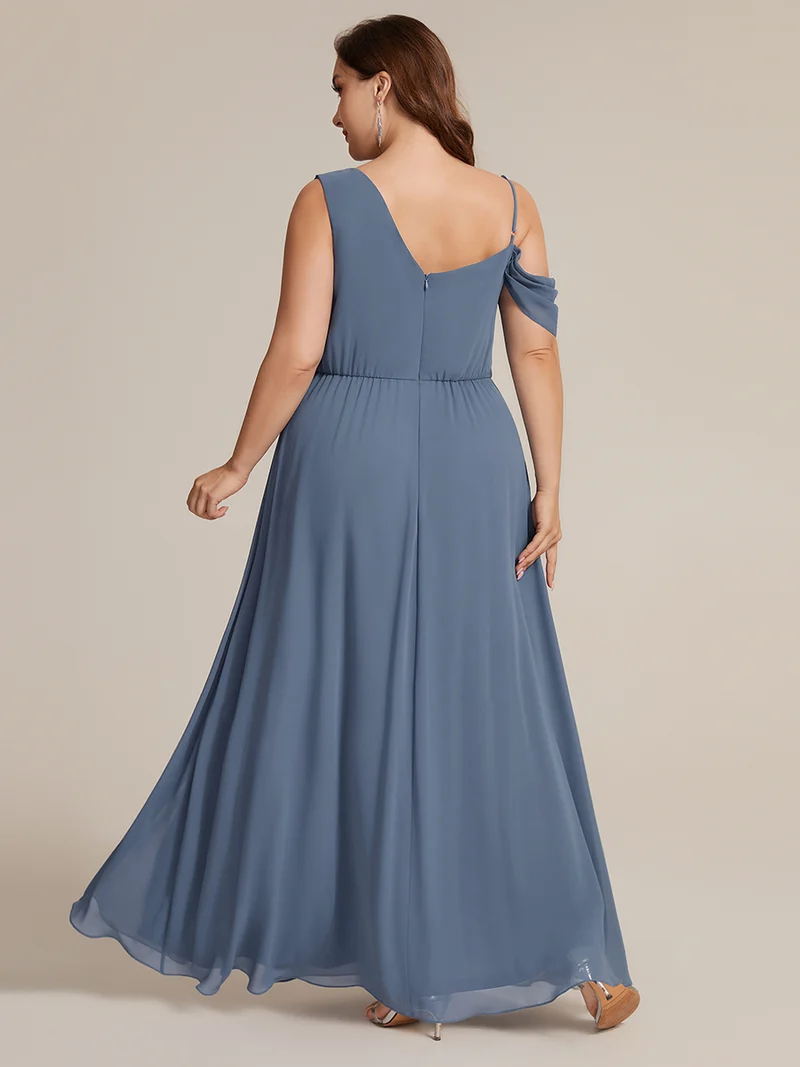 ever ERIKA|Robe longue asymétrique avec détail de dentelle sur épaule, coupe empire drapée