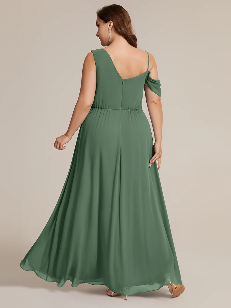 ever ERIKA|Robe longue asymétrique avec détail de dentelle sur épaule, coupe empire drapée