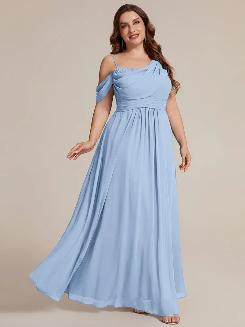 ever ERIKA|Robe longue asymétrique avec détail de dentelle sur épaule, coupe empire drapée