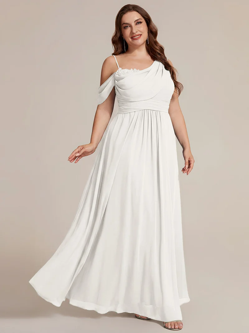 ever ERIKA|Robe longue asymétrique avec détail de dentelle sur épaule, coupe empire drapée
