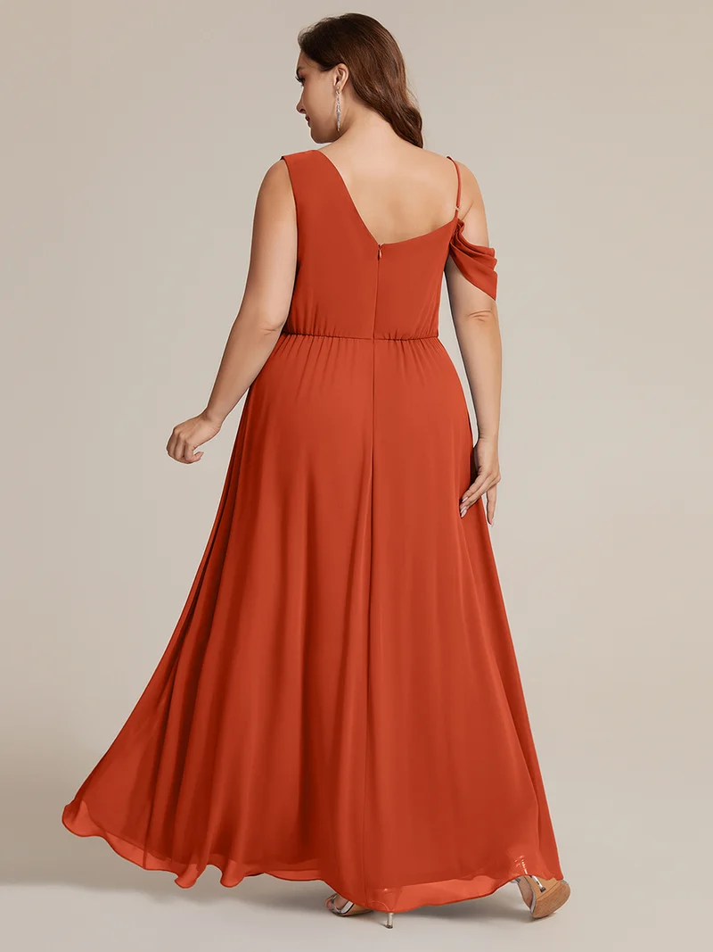 ever ERIKA|Robe longue asymétrique avec détail de dentelle sur épaule, coupe empire drapée