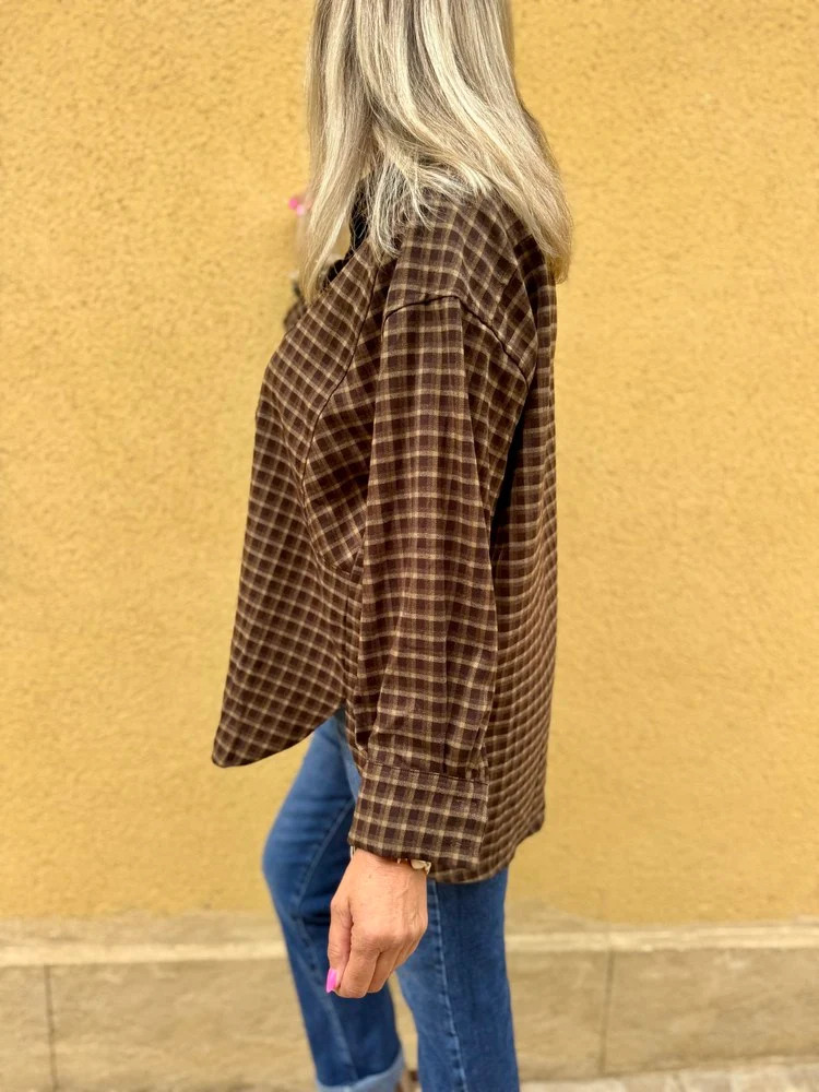 Chemise méga loose Carina chocolat