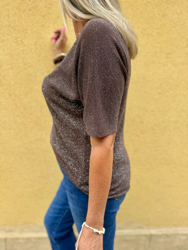 Teeshirt brillant Julio chocolat