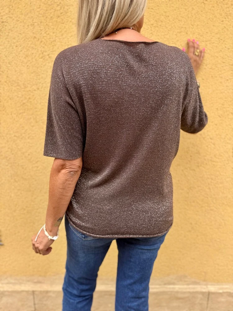 Teeshirt brillant Julio chocolat