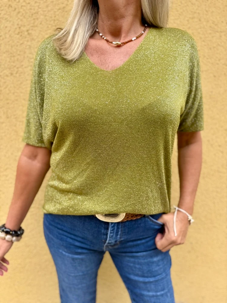 Teeshirt brillant Julio vert olive