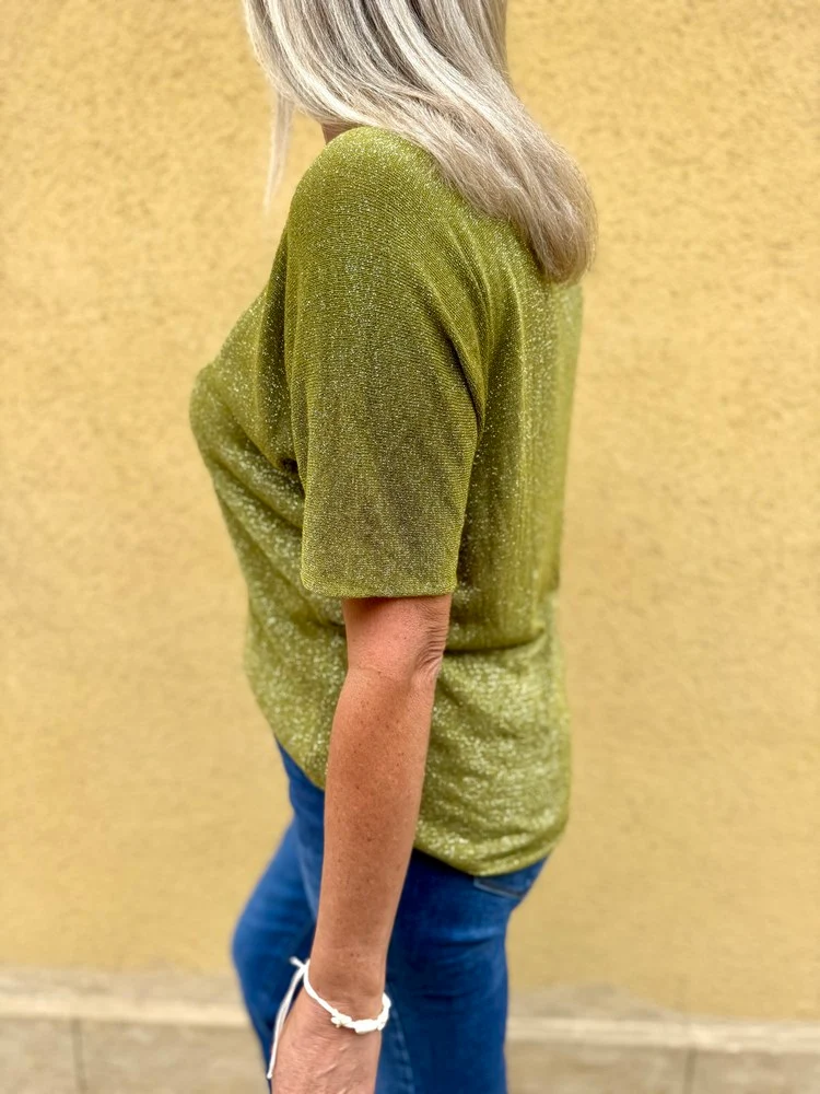 Teeshirt brillant Julio vert olive