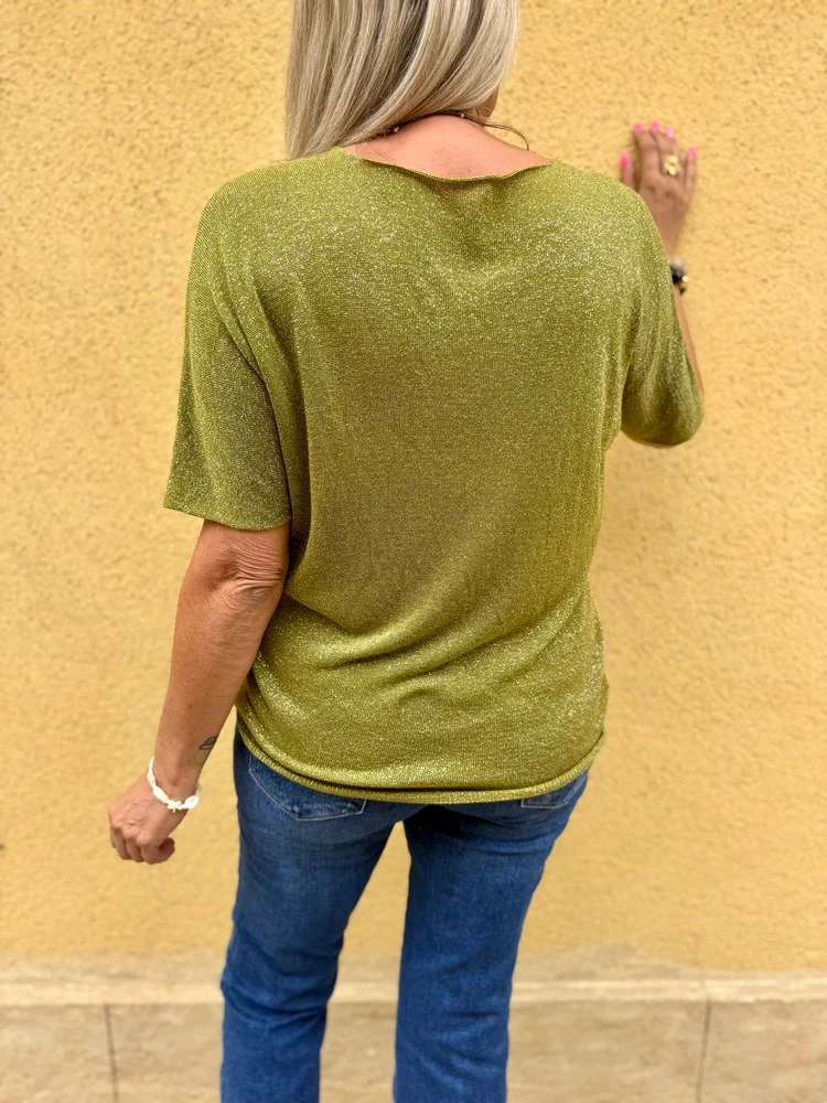 Teeshirt brillant Julio vert olive