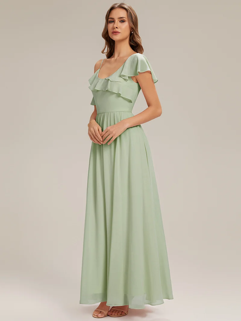 ever AIDA|Robe longue taille haute en chiffon à volants asymétriques