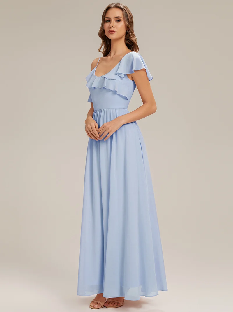 ever AIDA|Robe longue taille haute en chiffon à volants asymétriques