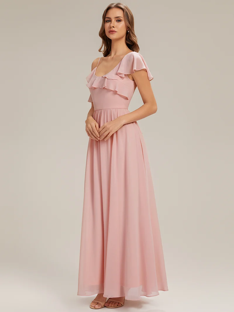 ever AIDA|Robe longue taille haute en chiffon à volants asymétriques