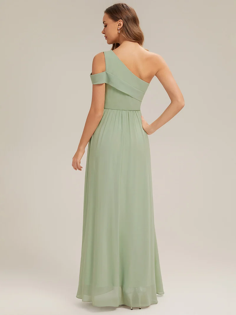 ever CHACE|Robe longue taille haute en chiffon à une épaule