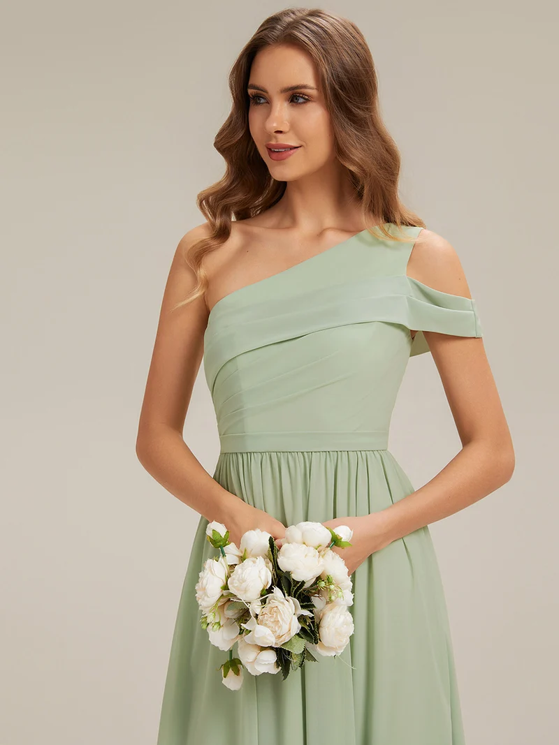 ever CHACE|Robe longue taille haute en chiffon à une épaule
