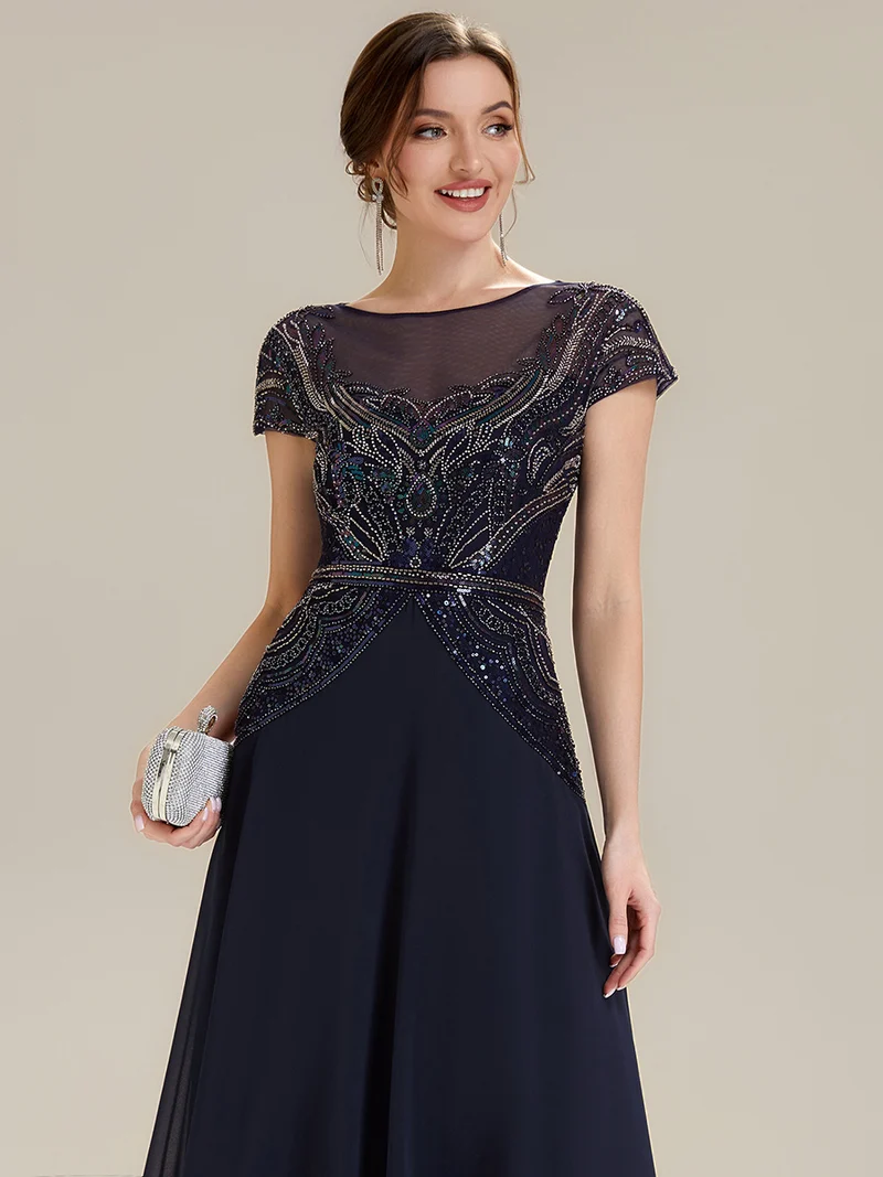 ever NUIT|Robe maxi sans manches à sequins avec patchwork