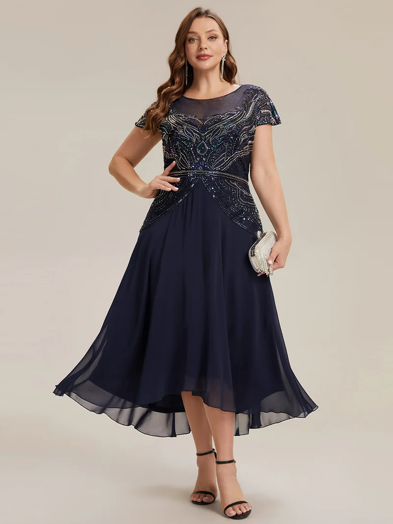 ever NUIT|Robe maxi sans manches à sequins avec patchwork