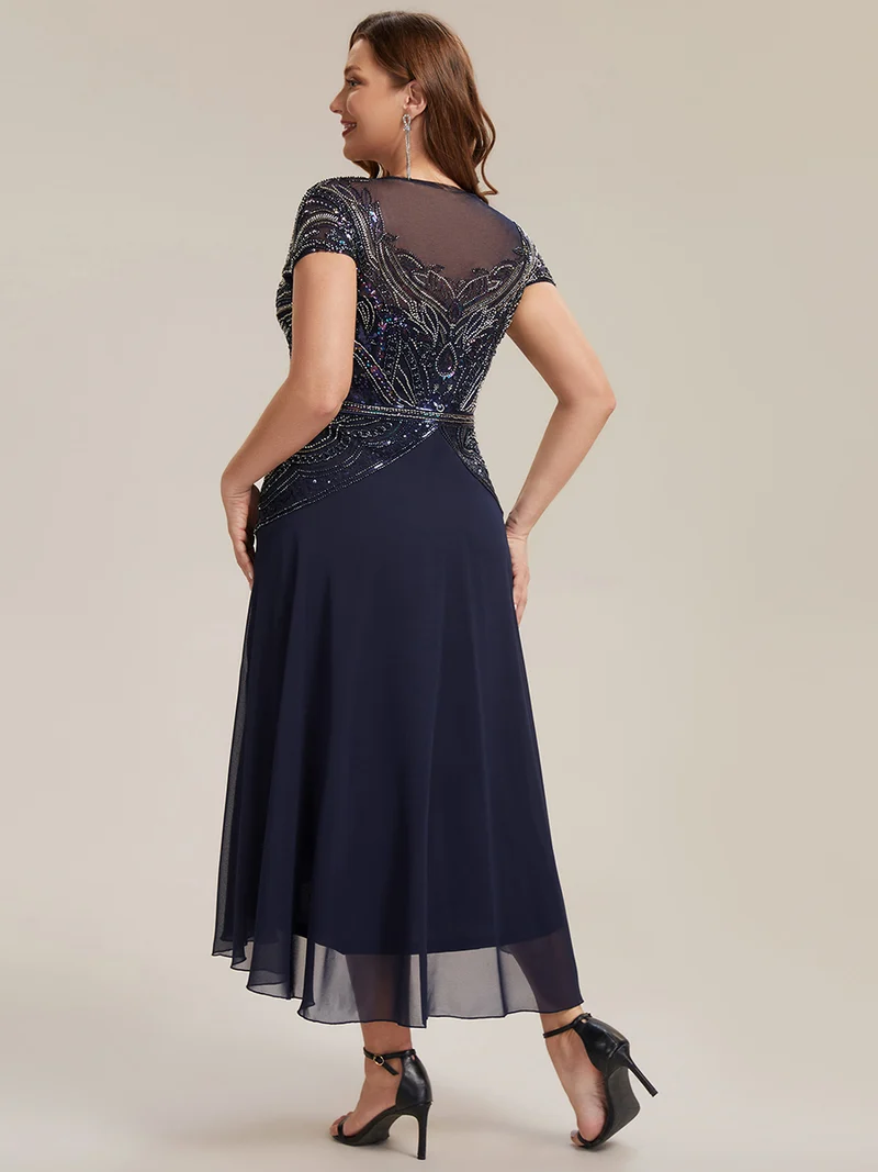 ever NUIT|Robe maxi sans manches à sequins avec patchwork
