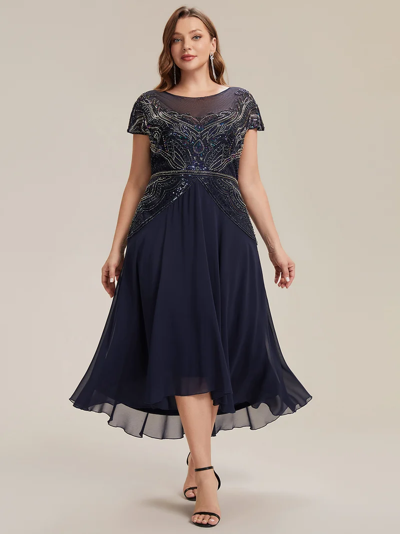 ever NUIT|Robe maxi sans manches à sequins avec patchwork