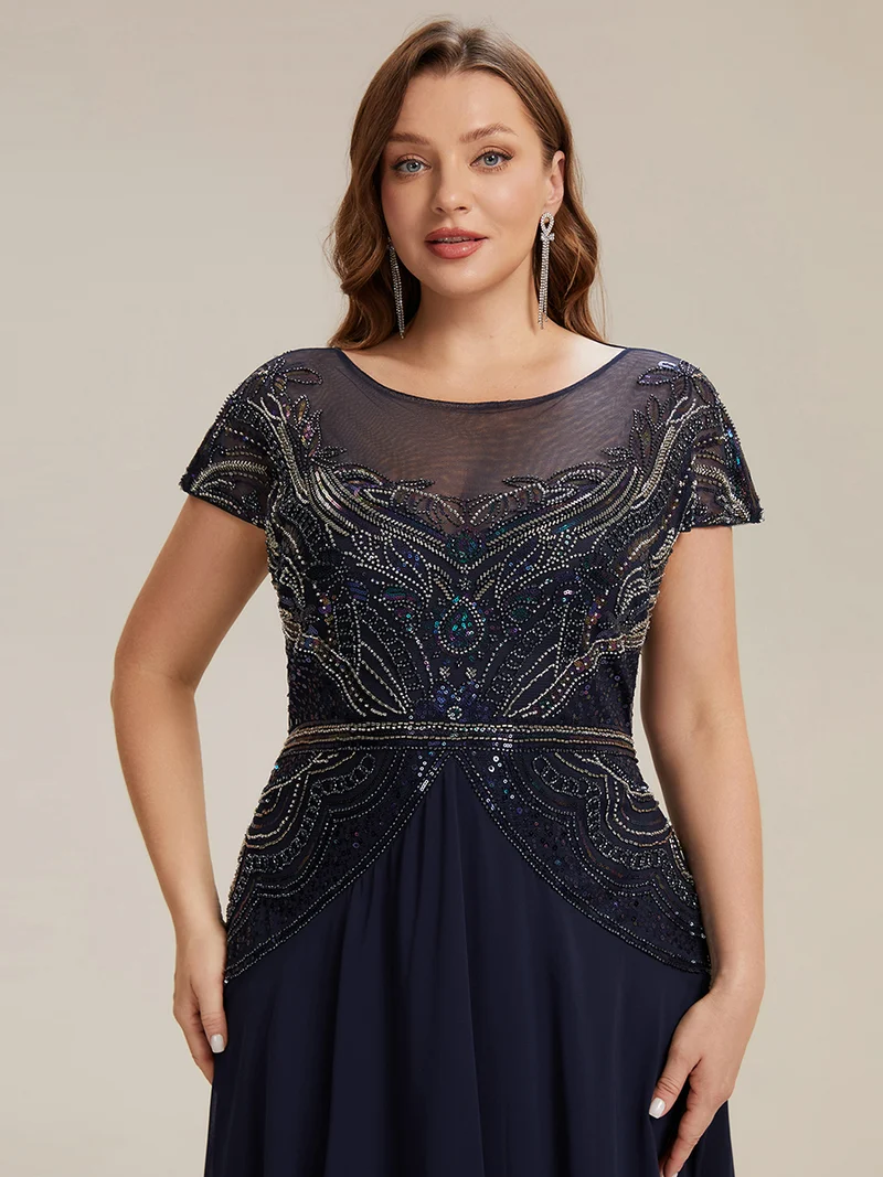 ever NUIT|Robe maxi sans manches à sequins avec patchwork