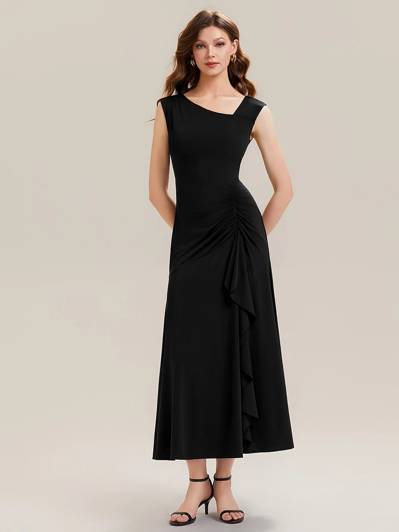 ever NORA|Robe maxi sirène asymétrique sans bretelles avec volants et haute élasticité