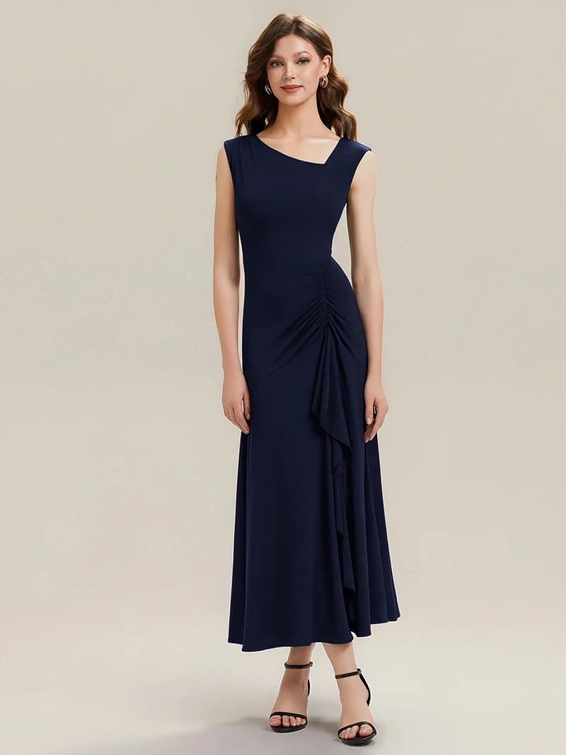 ever NORA|Robe maxi sirène asymétrique sans bretelles avec volants et haute élasticité