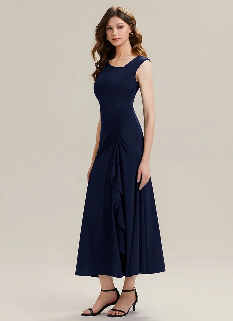 ever NORA|Robe maxi sirène asymétrique sans bretelles avec volants et haute élasticité