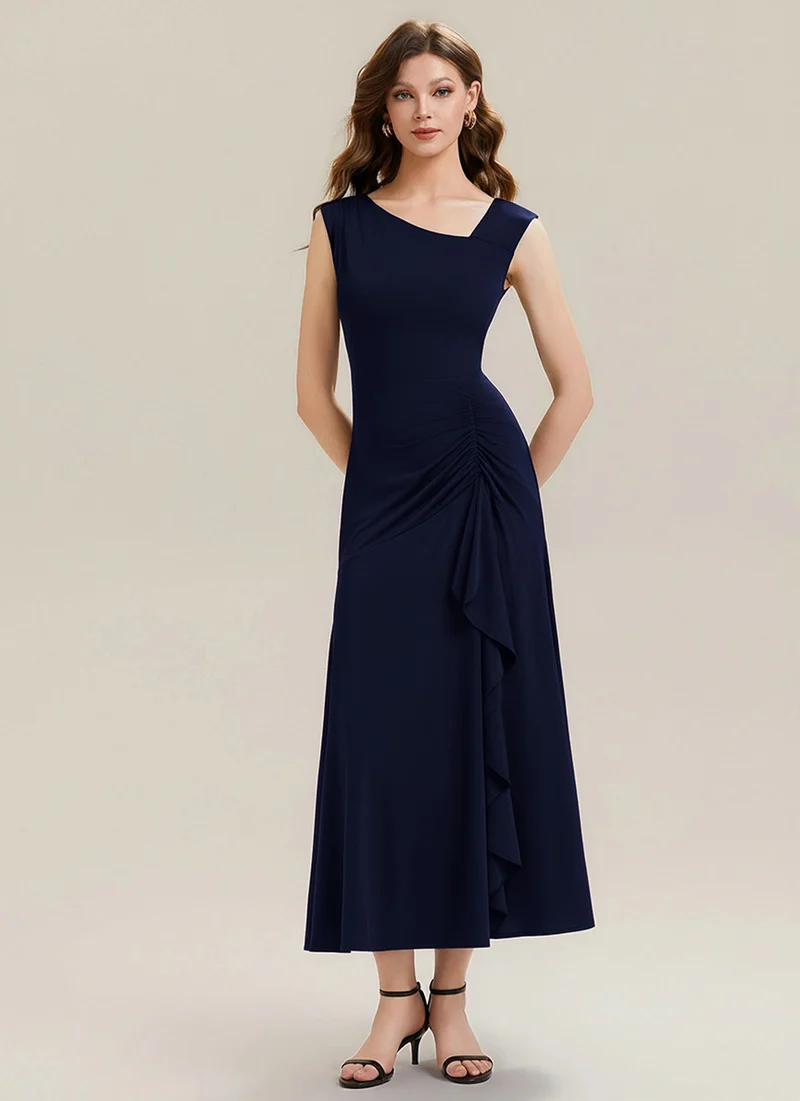 ever NORA|Robe maxi sirène asymétrique sans bretelles avec volants et haute élasticité