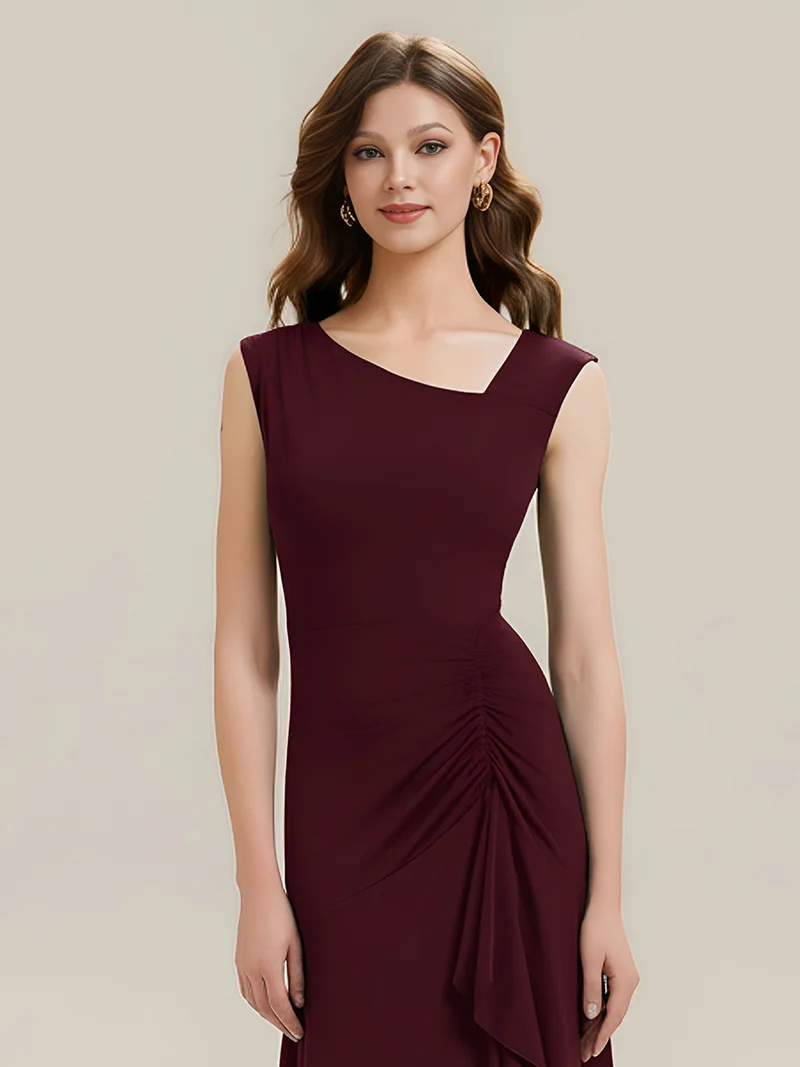 ever NORA|Robe maxi sirène asymétrique sans bretelles avec volants et haute élasticité