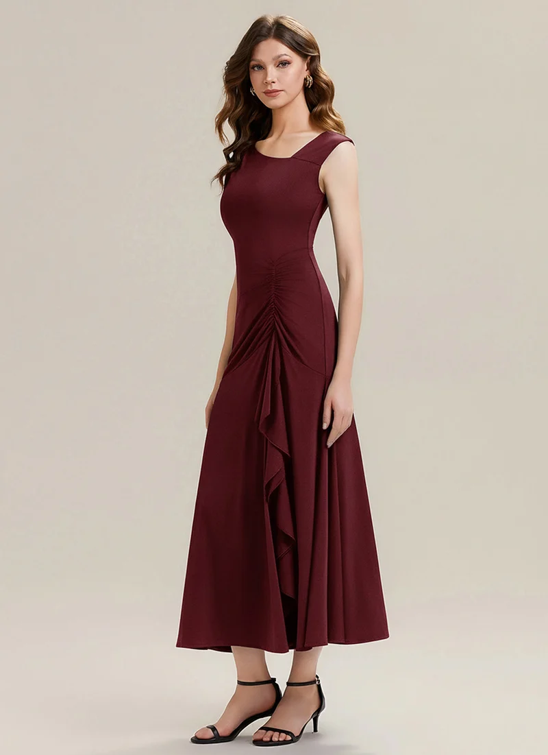 ever NORA|Robe maxi sirène asymétrique sans bretelles avec volants et haute élasticité