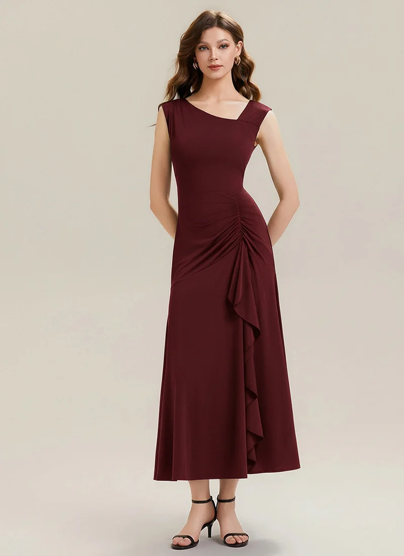 ever NORA|Robe maxi sirène asymétrique sans bretelles avec volants et haute élasticité