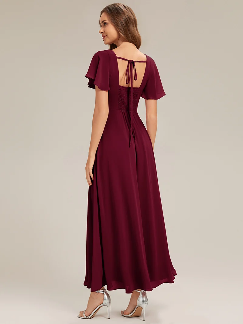 ever AVIEL|Robe Demoiselle d'Honneur Longue Chic en Mousseline Coupe A-Ligne