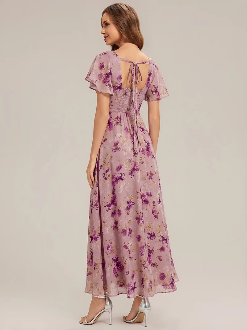 ever AVIEL|Robe Demoiselle d'Honneur Longue Chic en Mousseline Coupe A-Ligne