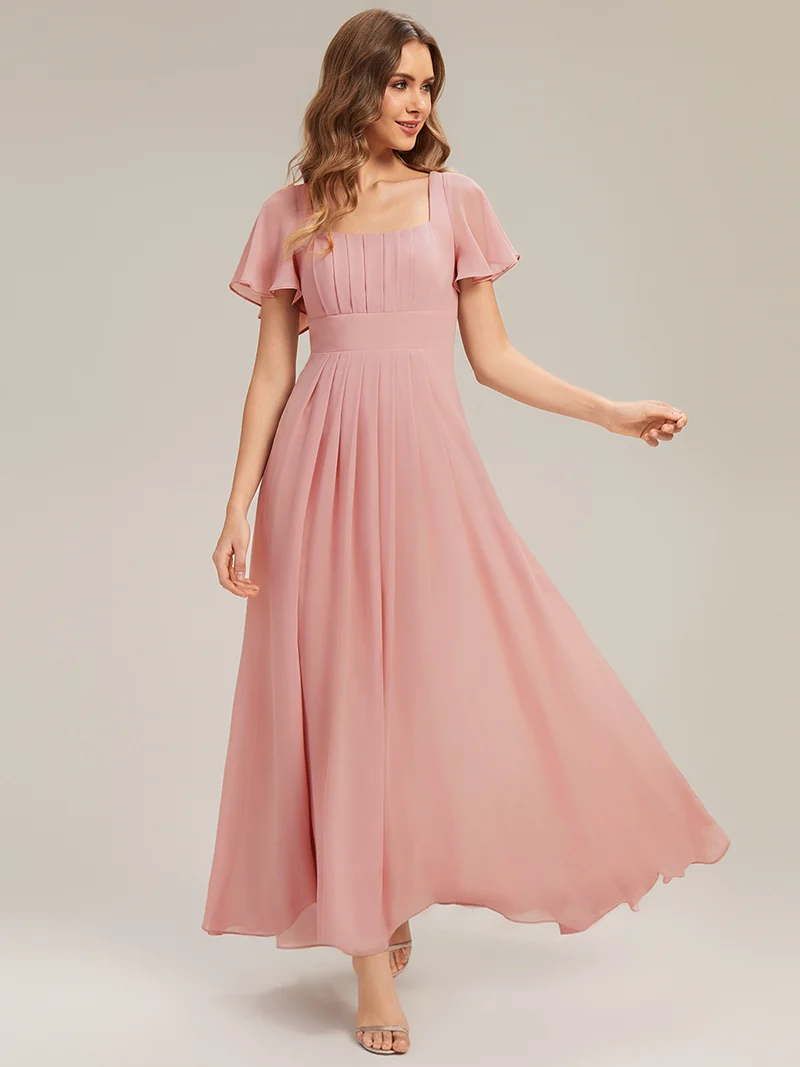 ever AVIEL|Robe Demoiselle d'Honneur Longue Chic en Mousseline Coupe A-Ligne