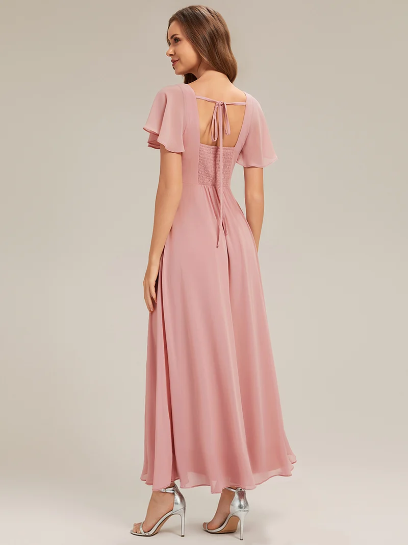 ever AVIEL|Robe Demoiselle d'Honneur Longue Chic en Mousseline Coupe A-Ligne