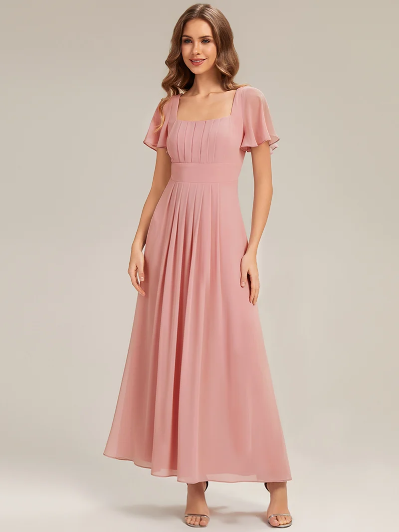 ever AVIEL|Robe Demoiselle d'Honneur Longue Chic en Mousseline Coupe A-Ligne