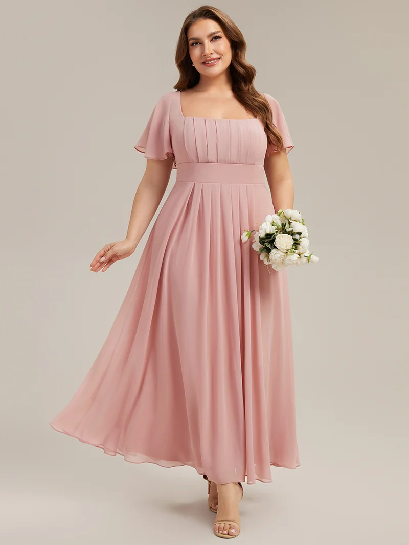 ever AVIEL|Robe Demoiselle d'Honneur Longue Chic en Mousseline Coupe A-Ligne