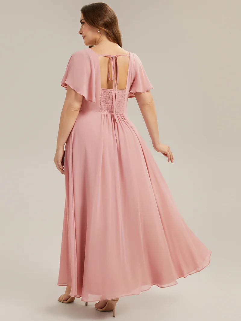 ever AVIEL|Robe Demoiselle d'Honneur Longue Chic en Mousseline Coupe A-Ligne