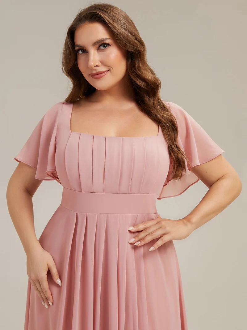 ever AVIEL|Robe Demoiselle d'Honneur Longue Chic en Mousseline Coupe A-Ligne