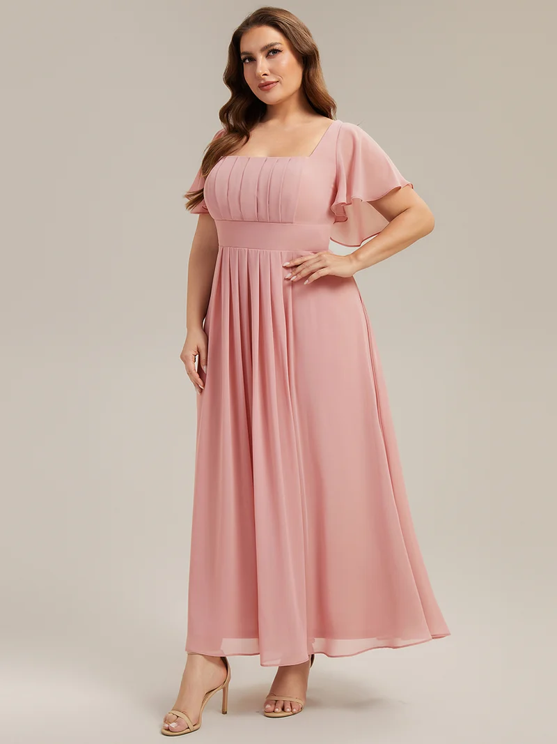 ever AVIEL|Robe Demoiselle d'Honneur Longue Chic en Mousseline Coupe A-Ligne