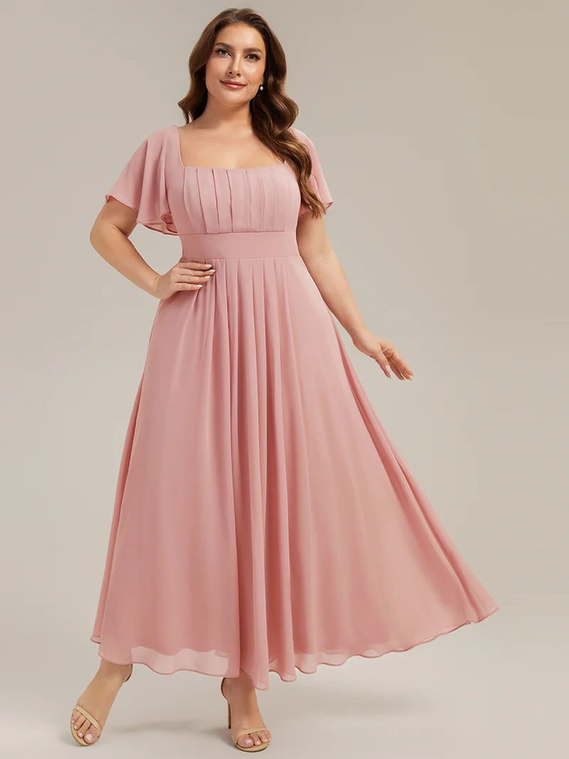 ever AVIEL|Robe Demoiselle d'Honneur Longue Chic en Mousseline Coupe A-Ligne