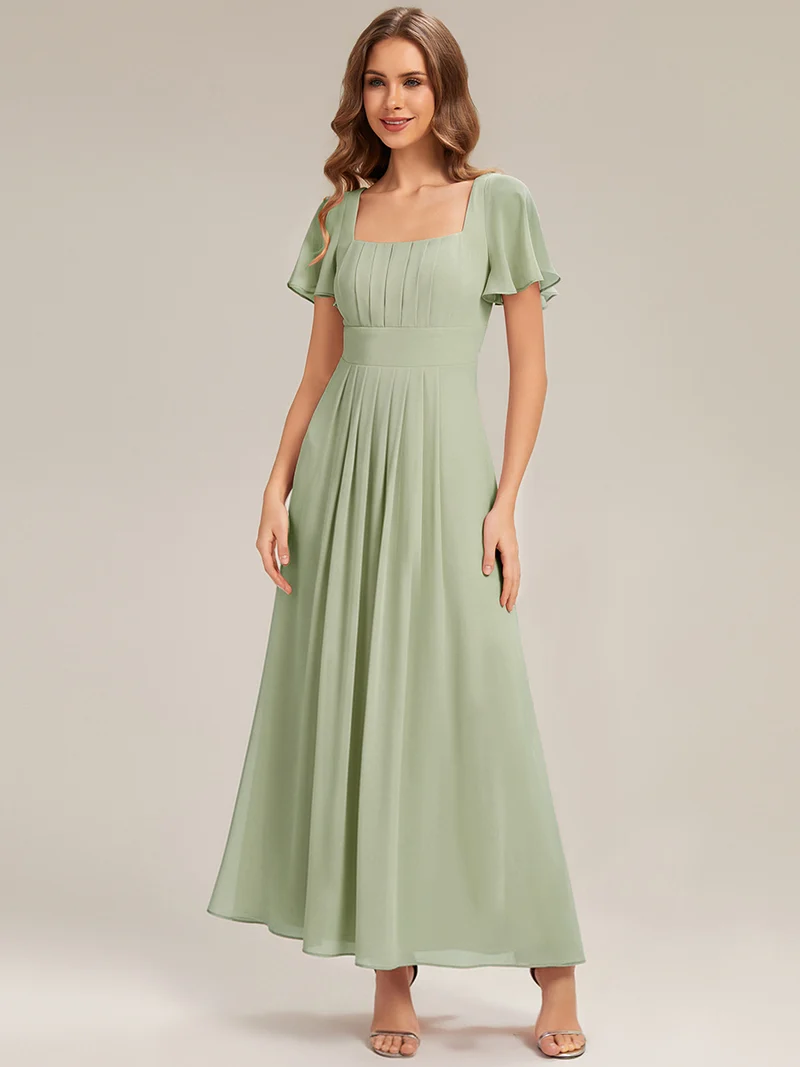 ever AVIEL|Robe Demoiselle d'Honneur Longue Chic en Mousseline Coupe A-Ligne