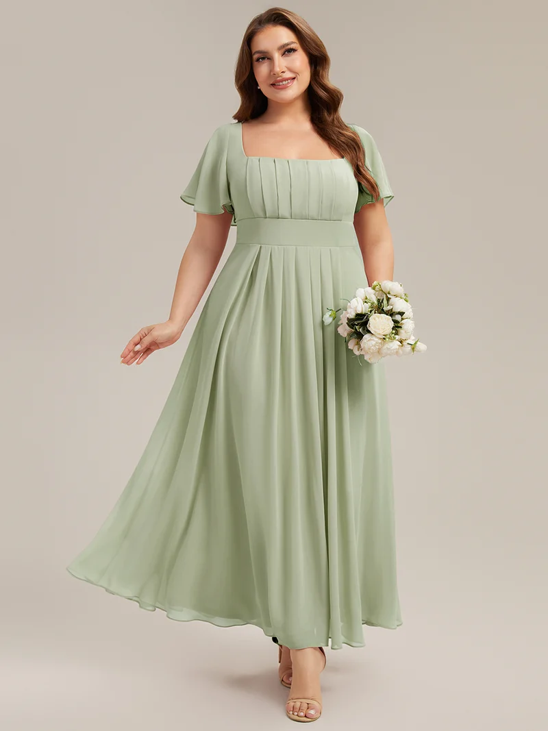 ever AVIEL|Robe Demoiselle d'Honneur Longue Chic en Mousseline Coupe A-Ligne