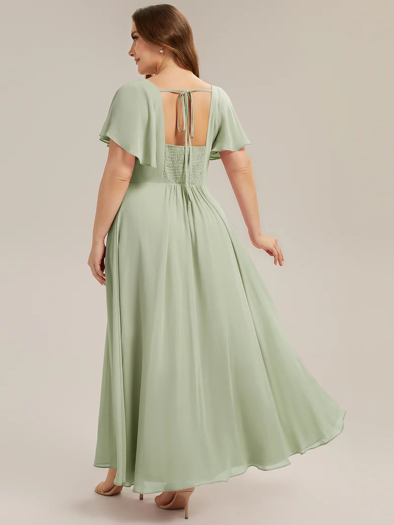 ever AVIEL|Robe Demoiselle d'Honneur Longue Chic en Mousseline Coupe A-Ligne