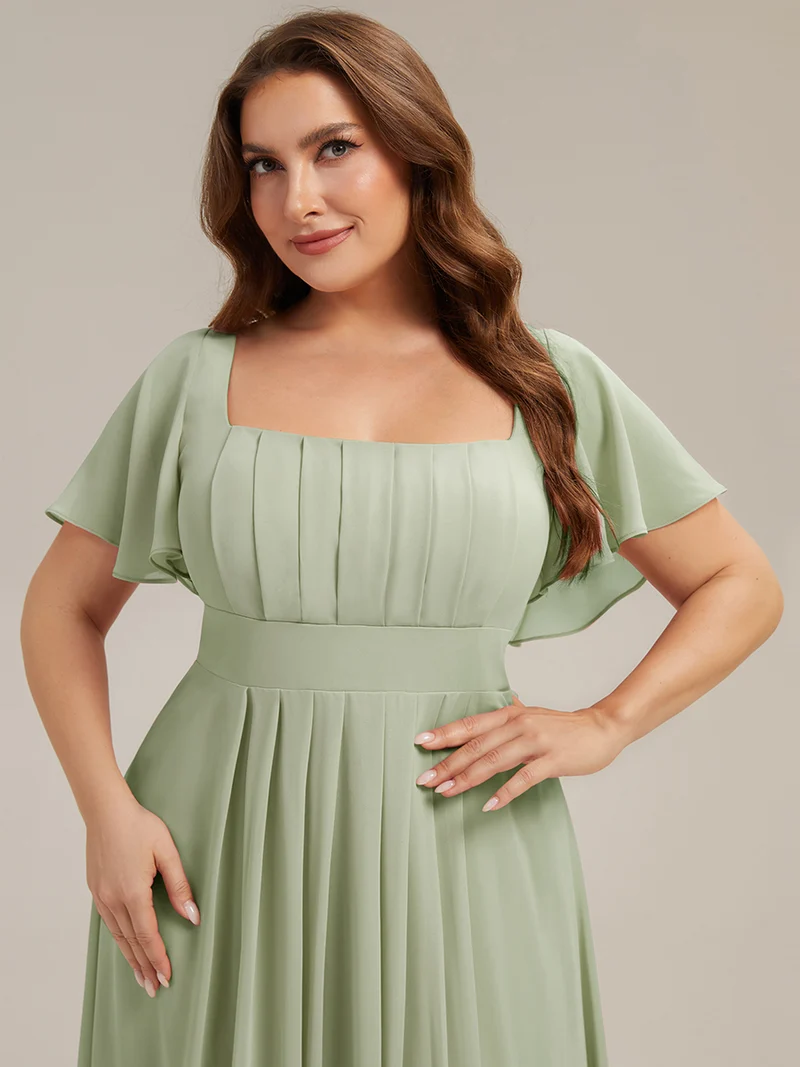 ever AVIEL|Robe Demoiselle d'Honneur Longue Chic en Mousseline Coupe A-Ligne