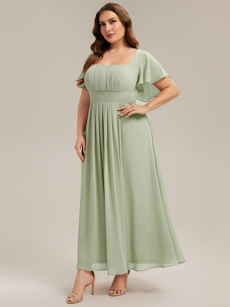 ever AVIEL|Robe Demoiselle d'Honneur Longue Chic en Mousseline Coupe A-Ligne
