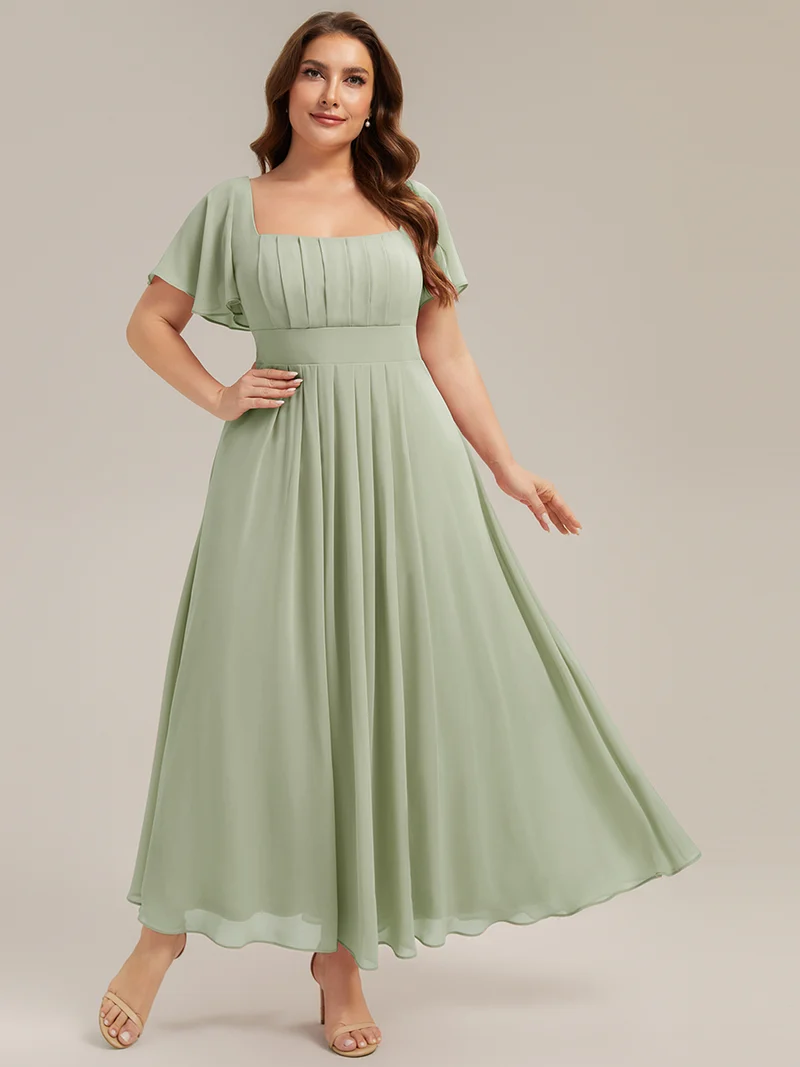 ever AVIEL|Robe Demoiselle d'Honneur Longue Chic en Mousseline Coupe A-Ligne