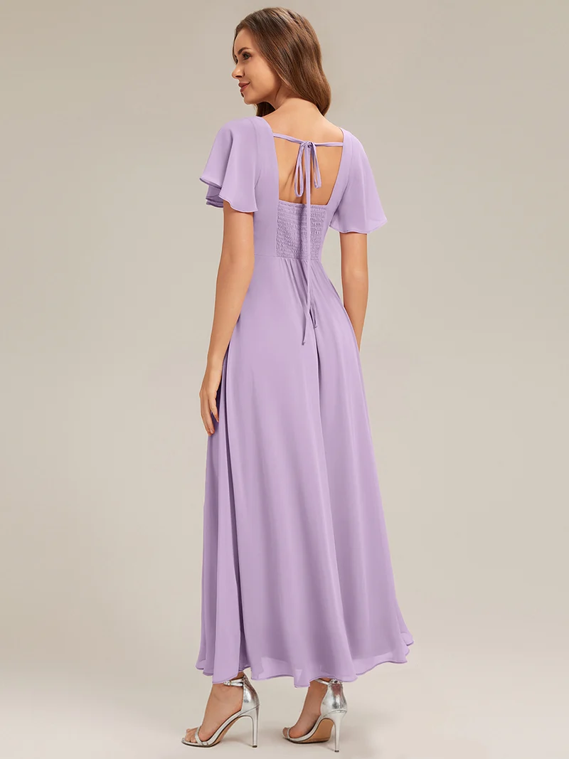 ever AVIEL|Robe Demoiselle d'Honneur Longue Chic en Mousseline Coupe A-Ligne