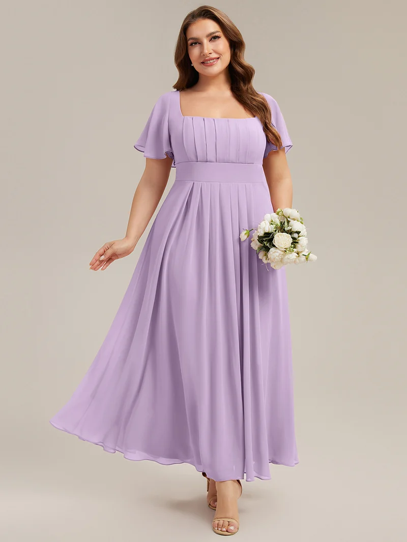 ever AVIEL|Robe Demoiselle d'Honneur Longue Chic en Mousseline Coupe A-Ligne