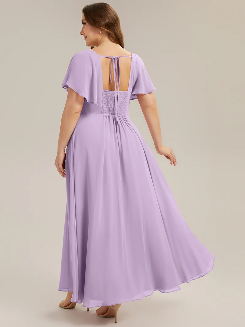 ever AVIEL|Robe Demoiselle d'Honneur Longue Chic en Mousseline Coupe A-Ligne