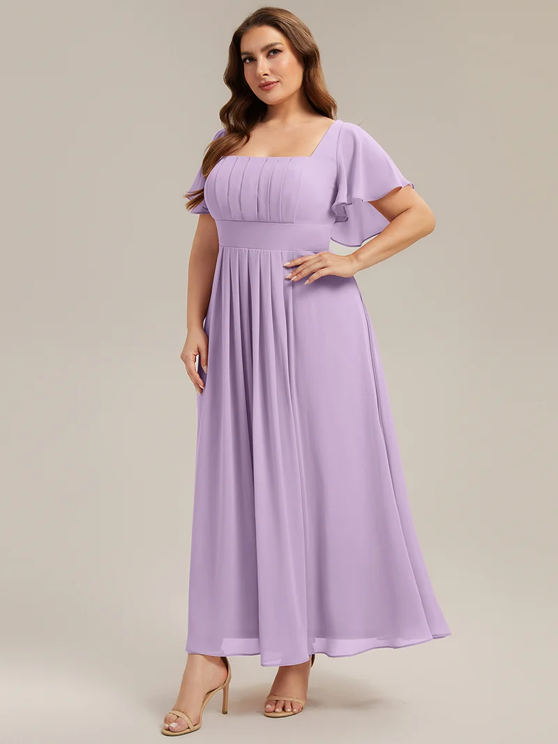 ever AVIEL|Robe Demoiselle d'Honneur Longue Chic en Mousseline Coupe A-Ligne