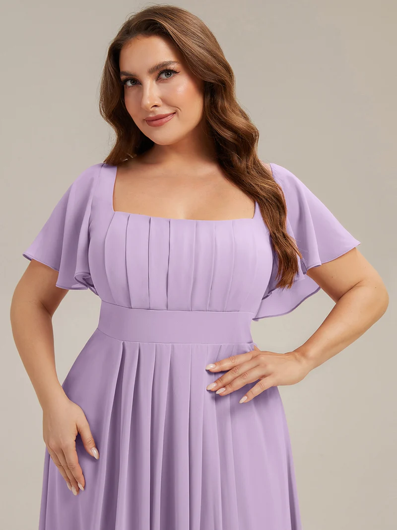 ever AVIEL|Robe Demoiselle d'Honneur Longue Chic en Mousseline Coupe A-Ligne