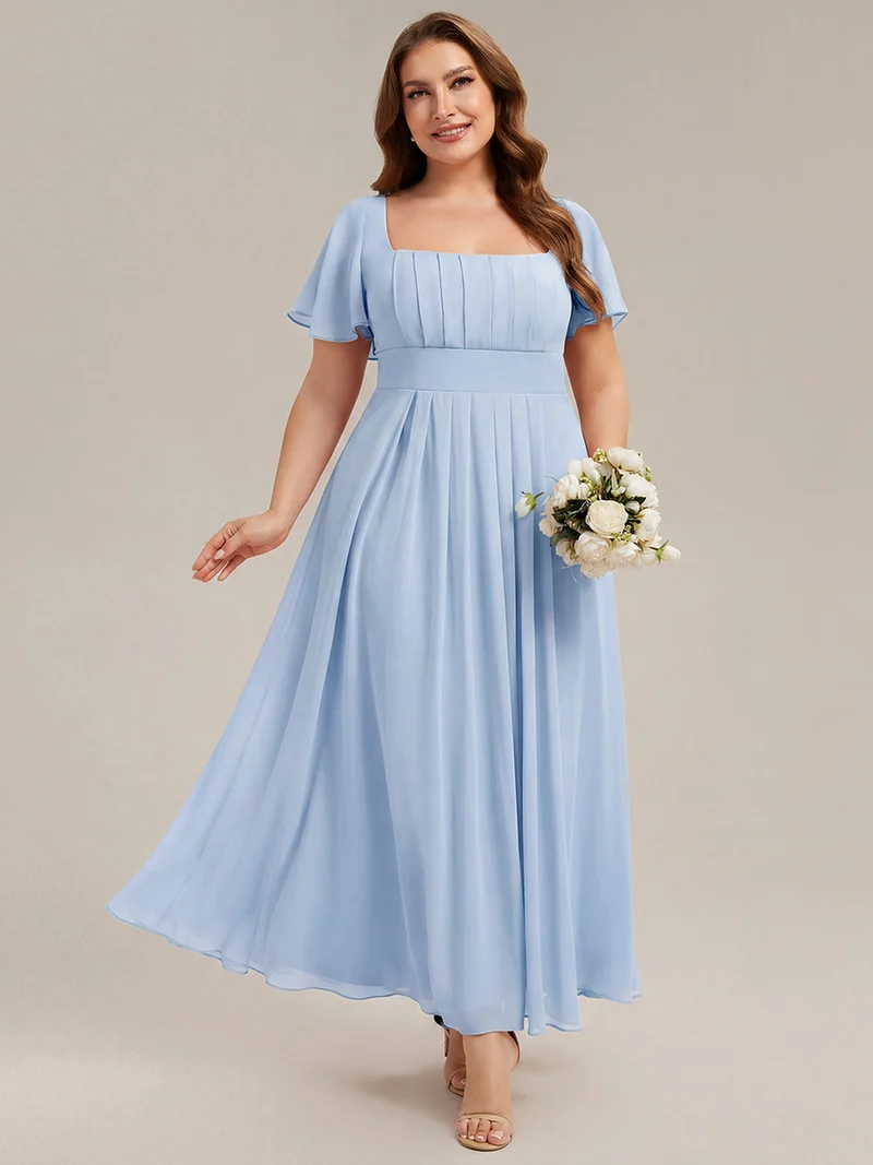 ever AVIEL|Robe Demoiselle d'Honneur Longue Chic en Mousseline Coupe A-Ligne
